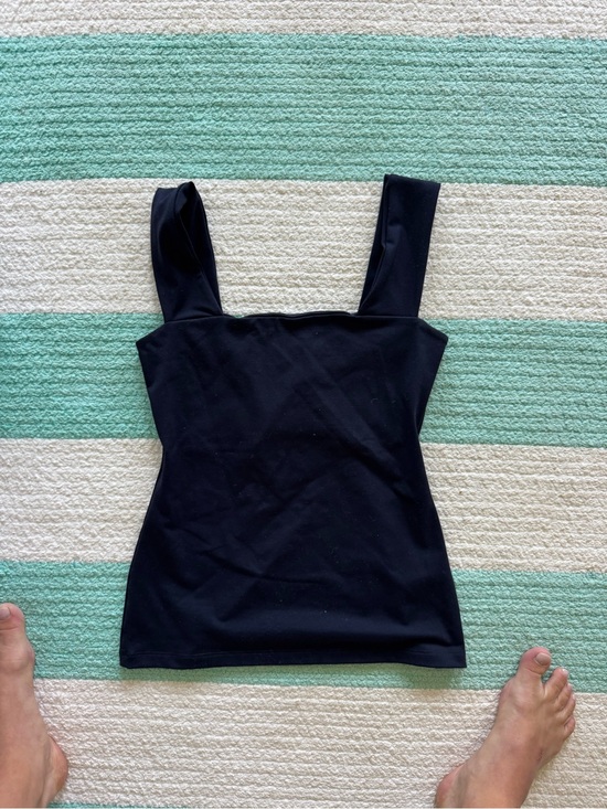 Susana Monaco Tops - Susana Monaco Black Square Neck Tank with Wide Straps